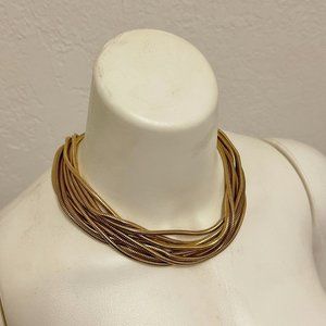 Vintage Givenchy Multi Strand Snake 9 Chains Necklace Choker Collar Gold Tone